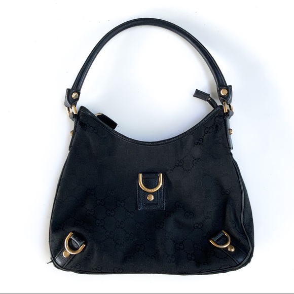 Gucci Black GG Small Abbey D Ring Hobo Shoulder Bag